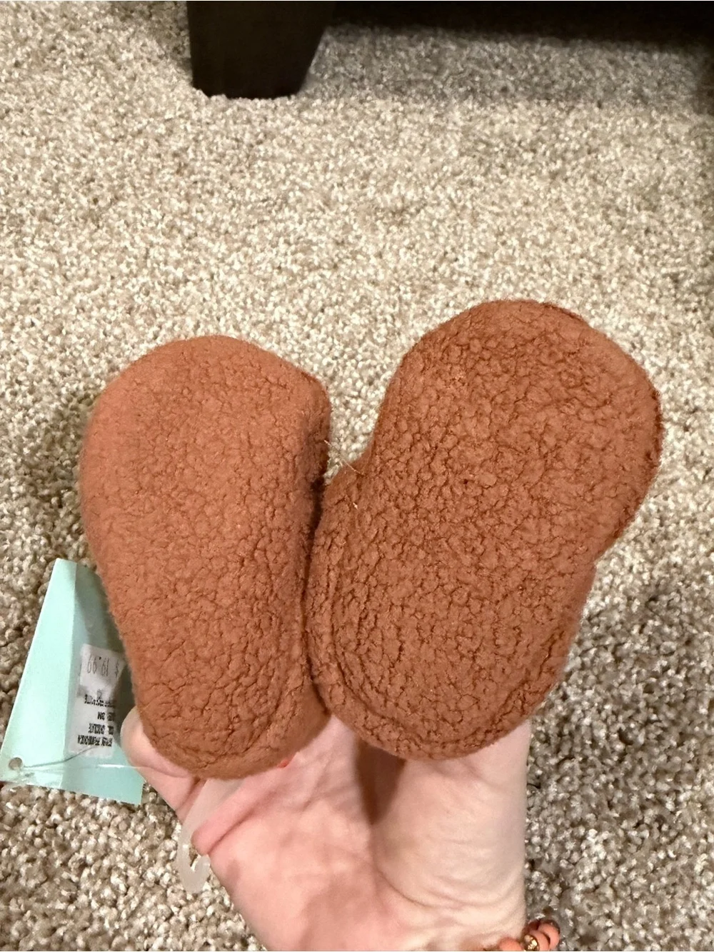 Zutano Brown Fleece Baby Booties size 3m